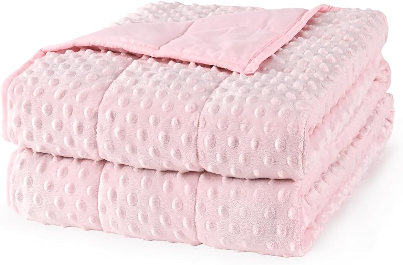 Weighted Blanket for Adults, Queen Size 15 lbs, 60 x 80 Inches | Cooling Soft Minky for Hot Sleepers; Machine Washable; Filled with Glass Beads; Heavy Bed Throw for Sleep; Pink
