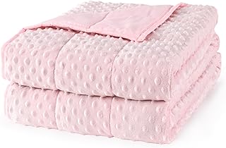 Mr. Sandman Weighted Blanket for Adults, Minky Dots Heavy Blanket for Woman,Man Sleeping/Calm, Soft, Cozy and Cooling Weighted Throw Blankets, Machine Washable, 48 x 72in, 15 lbs, Pink