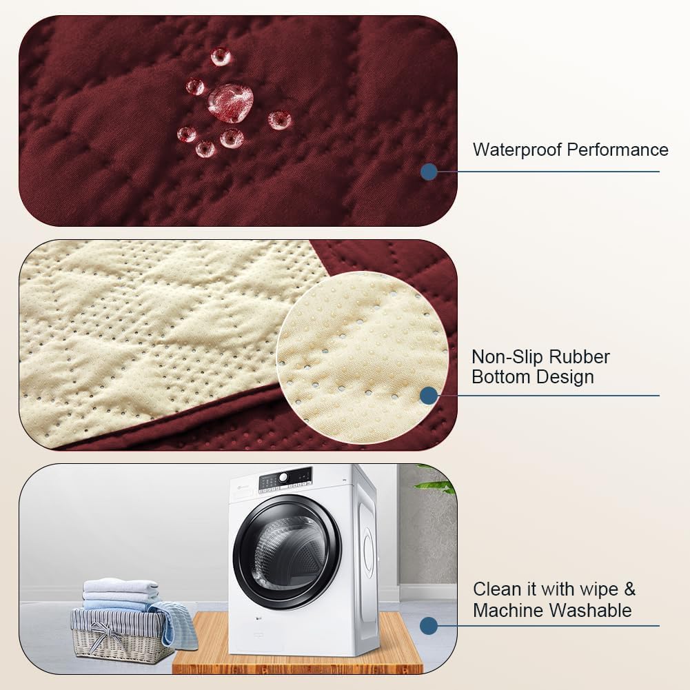 Taiyang Copridivano per Cani impermeabile, Coperta impermeabile per cani, protezione per mobili per bambini, bambini, cane, gatto, Con fondo in gomma antiscivolo (Rosso Vivo, 208-208 cm)