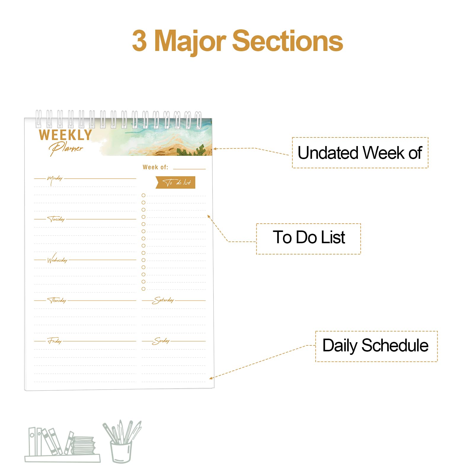 Planning Settimanale Da Tavolo, 52 Pagine B5 To Do List Pad, 17.6 x 25 cm, Planner Settimanale Scrivania,Planner Giornaliero,Blocchi Per Appunti Giornalieri Con Lista Delle Cose Da Fare, B5-KA