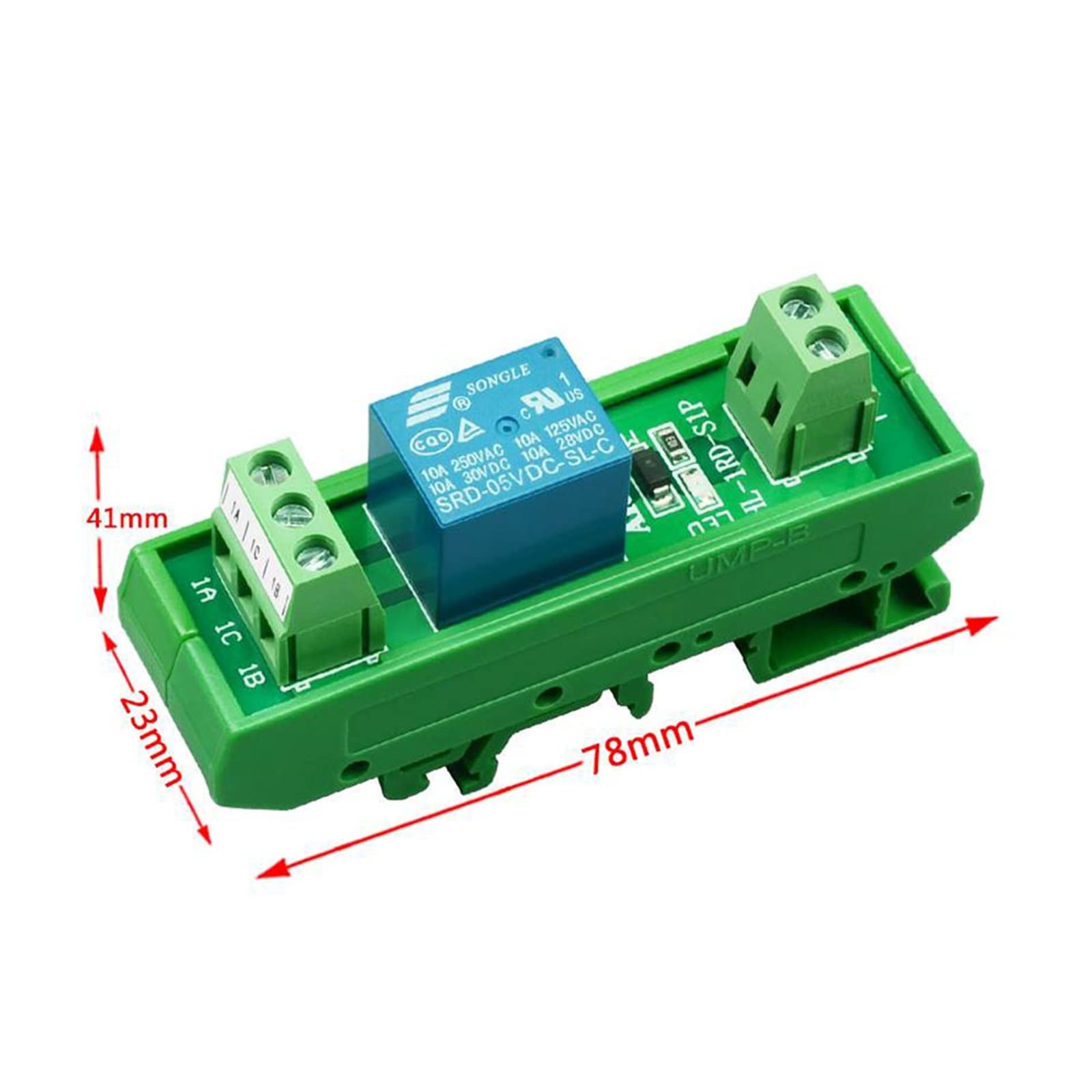 Módulo de relé 5V, 12V, 24V, 1 canal, placa montaje en carril DIN, SRD-05VDC-SL-C SRD-12VDC-SL-C SRD-24VDC-SL-C 10A DC 1NO 1NC(9V)