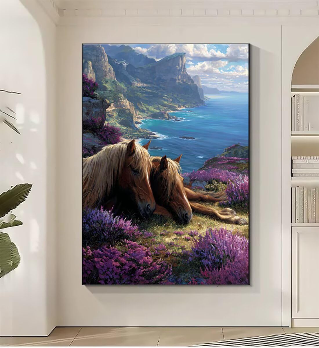 Tier Landschaft Malen Nach Zahlen Erwachsene, Paint by Numbers Adult Anfänger Kreativ Set für, Heimwerk Malen Nach Zahlen Kinder, Pinsel und 36 Acrylfarbe Als, für Deko Wohnzimmer 60 x 80 cm BJHWK112