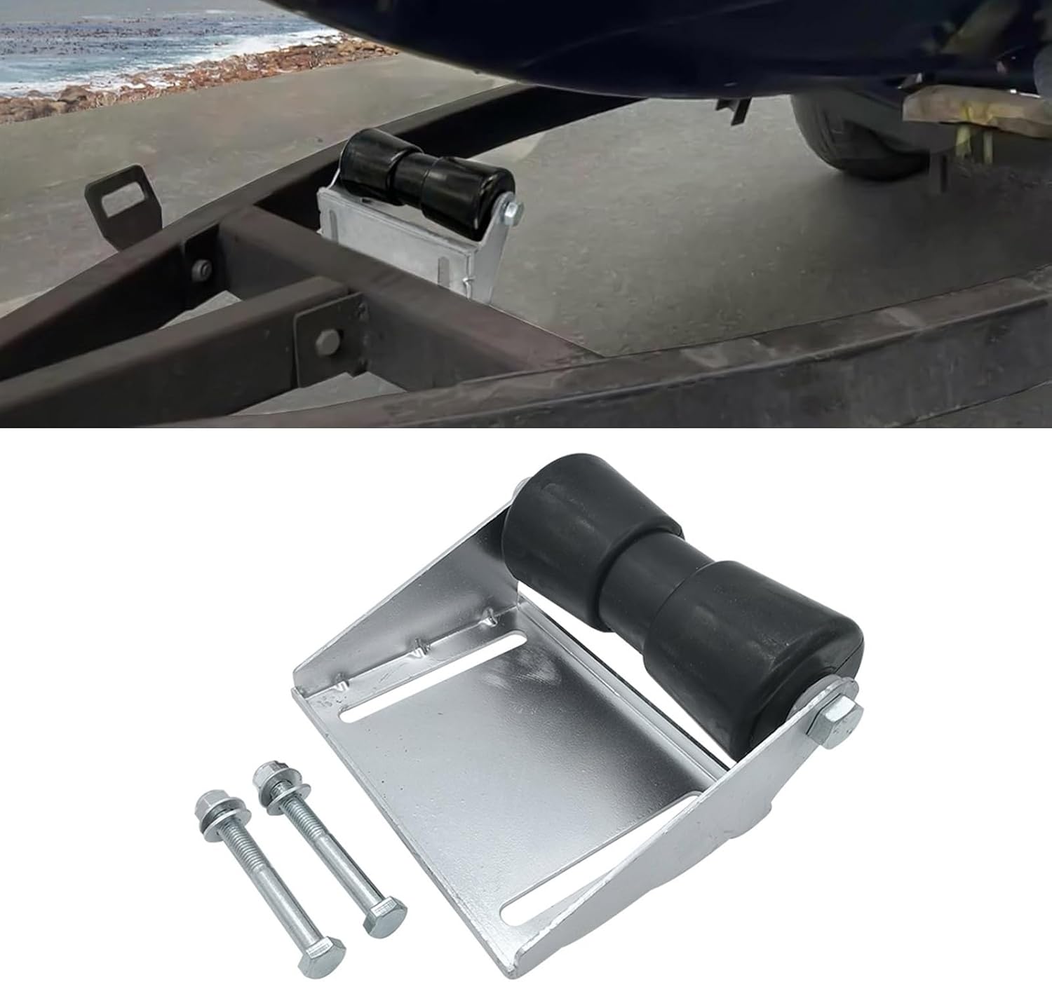 Rustproof Marine Grade Roller Brackets Mount Rubber Wheel Assembly for Kayaks Trailer Maneuverability Heavy Type Kayaks Trailer Part