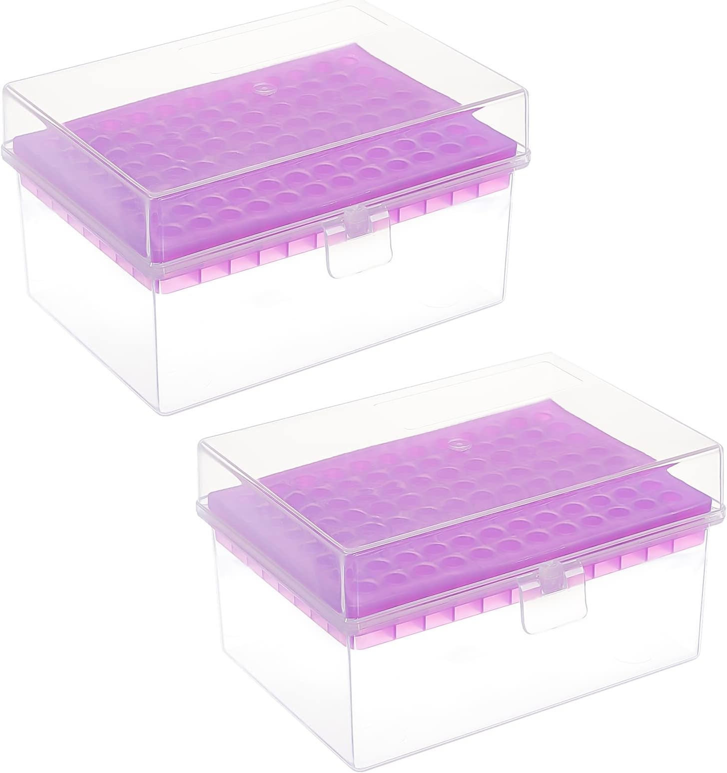 OLYCRAFT 2 Pcs Pipette Tips Box Test Tube Holder Universal Rectangular Pipette Tip Holder Container 96-Sockets Pipette Pipettor Tip Box for 300ul Pipettor Laboratory Supplies