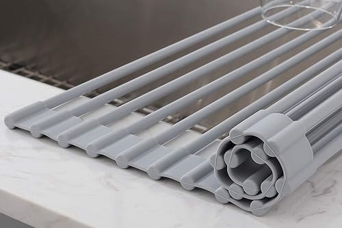 Miniatura 5 de Serene Valley Estante de secado enrollable sobre fregadero 20-1/2 "x 13-1/8", NDA0035A gris