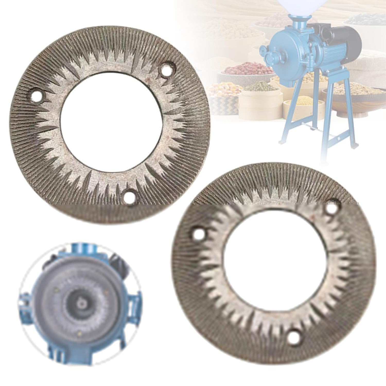 2 Pcs Grinding Plates, Pair of Dry Grinding Disc, Dry Grain Grinding Machine Plates for 3000W 110V Electric Grain Mill, Heavy Duty Commercial Grain Grinder Machine,15cm