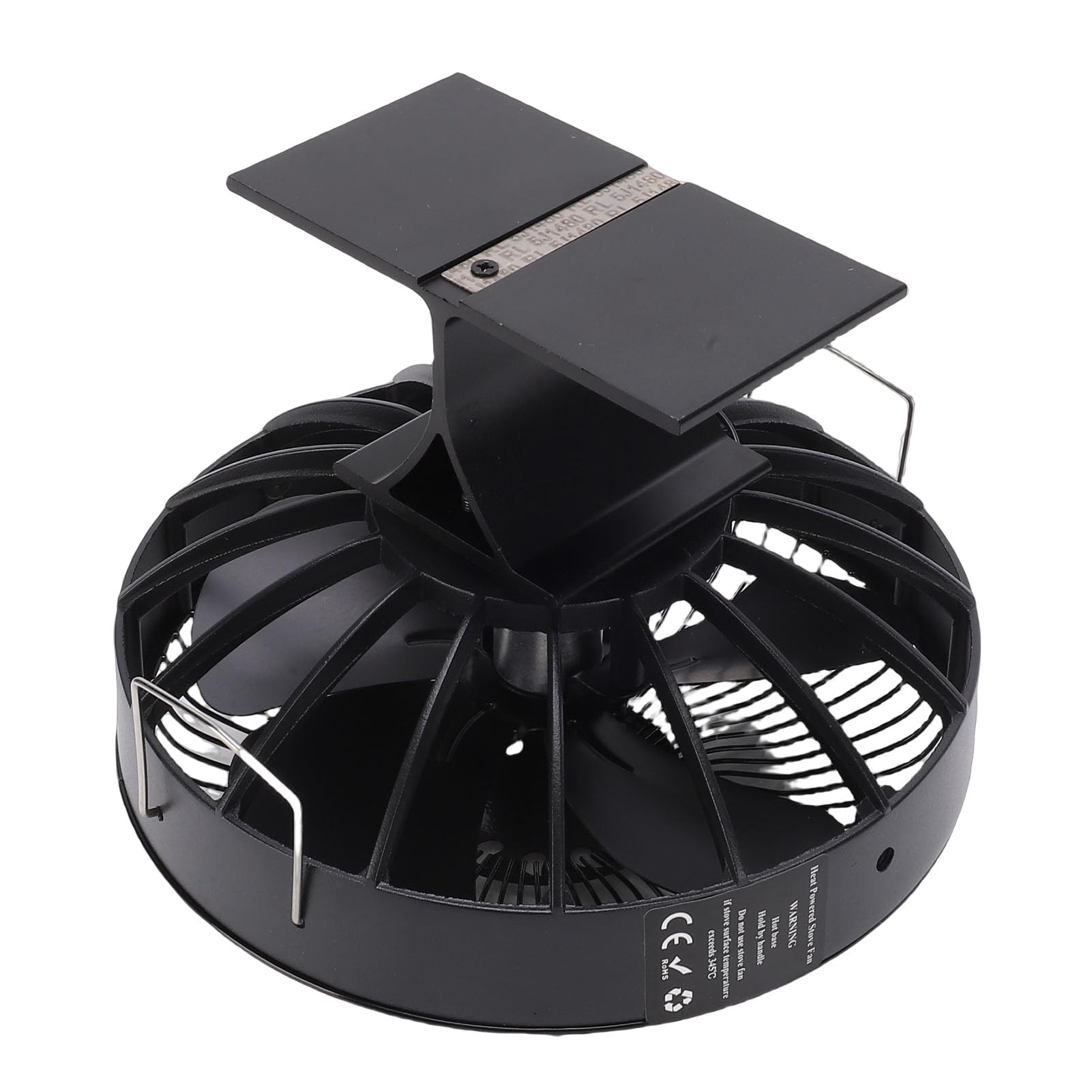Fockety Ventilador de Estufa de Leña, Ventilador de Chimenea de Leña de Aleación de Aluminio de 5 Aspas, Funcionamiento Silencioso No Eléctrico, con Termómetro Magnético, para Chimenea