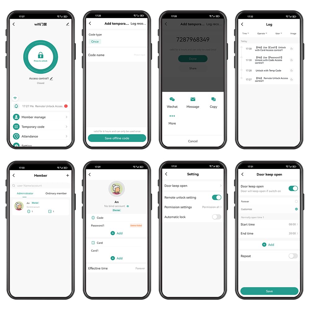 Tuya Smart WiFi Access Control System Kit, 1000-User Remote Access Control Keypad, include 280KG serratura magnetica, tastiera di controllo accessi, alimentatore 12V, pulsante di uscita e 5