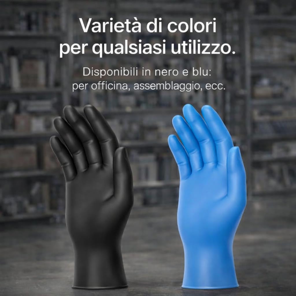 SOLEPLASTIC 1000 Guanti Nitrile Blu (TAGLIA L) - 10 Confezioni da 100 - Senza Lattice e Senza Polvere, Guanti Monouso Idonei per Alimenti, Uso Medico, Cucina, Tattoo e Non Solo