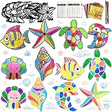 MLOLM 30 Sets Ocean Animal Fun Foil Art Craft Kit – DIY Summer Painting Art Kit, Creative Paper Coloring...