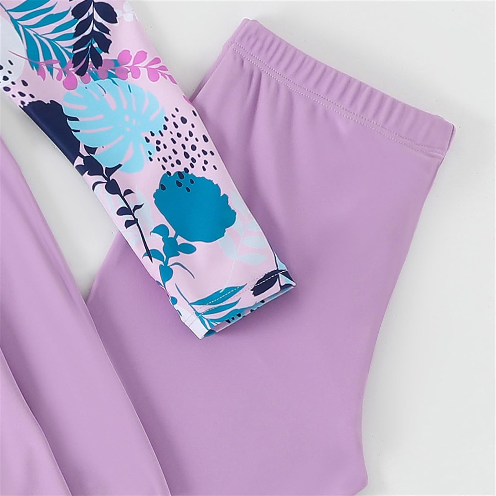 Enfant Fille Maillot de Bain Musulmane Anti UV Tenue Manches Longues avec Pantalon de Bain Burkini Combinaison Natation Plage Surf