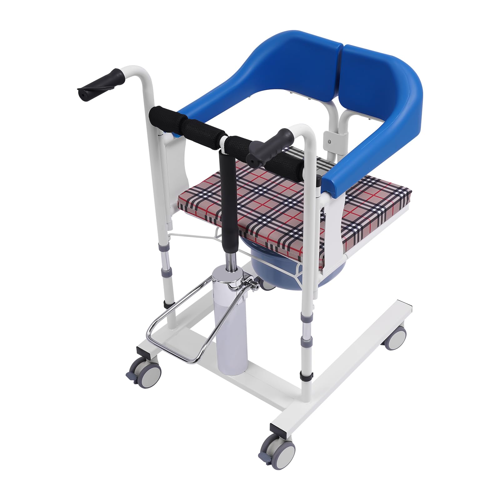 Fauteuil roulant hydraulique pour patients, chaise de transfert divisée à 180°, avec pot, capacité de charge 90 kg, hauteur réglable 42-61 cm, pour personnes handicapées, paralysées,