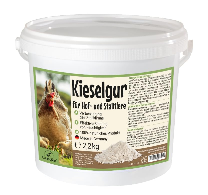 Canifee – Poudre de terre de diatomée 2,2 kg, produit naturel pour l’entretien des animaux de ferme et d’élevage – particulièrement adaptée aux poules et aux volailles