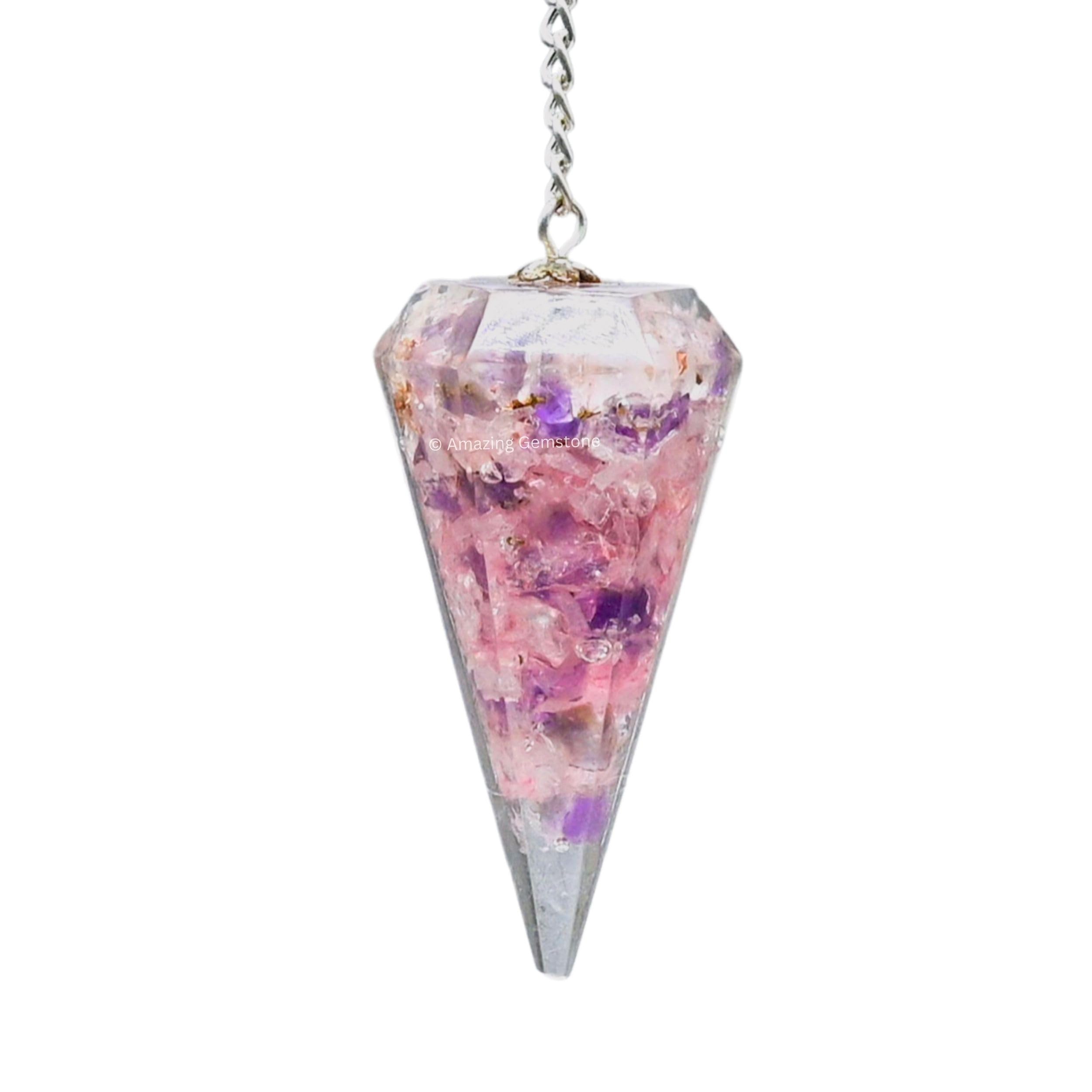 Amazing Gemstone Clear Quartz/Rose Quartz/Amethyst (Mix) Orgone Crystal Pendulums for Divination and Dowsing Crystal Pendulum with True Pendulum Motion Spritual Crystal