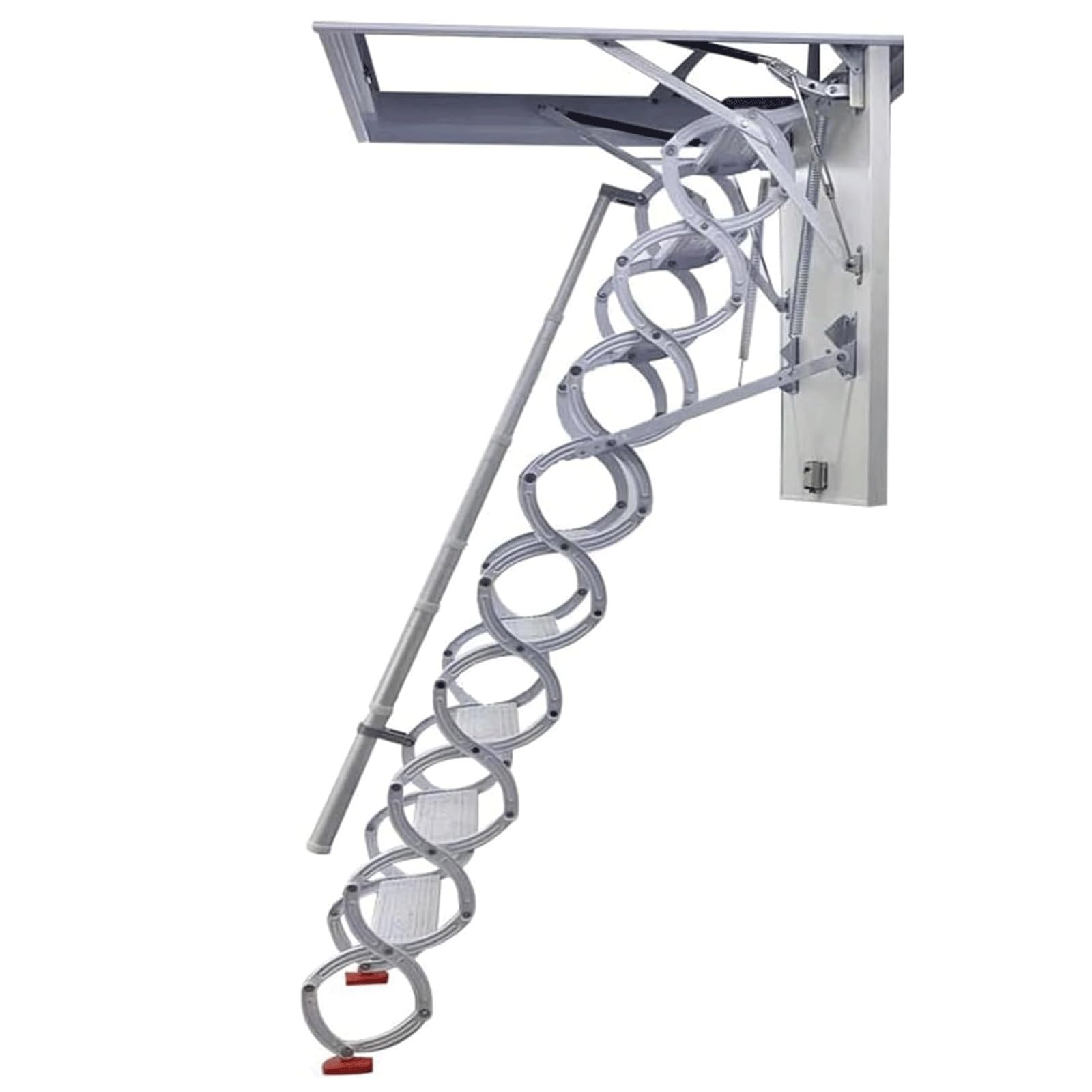 MUYRJLZX Attic Stair Loft Ladder Attic Ceiling Manual Ladder Ceiling Stairs Pull Down Alloy Extension Attic Ladder with Armrests Folding Ladder(80 * 120cm)