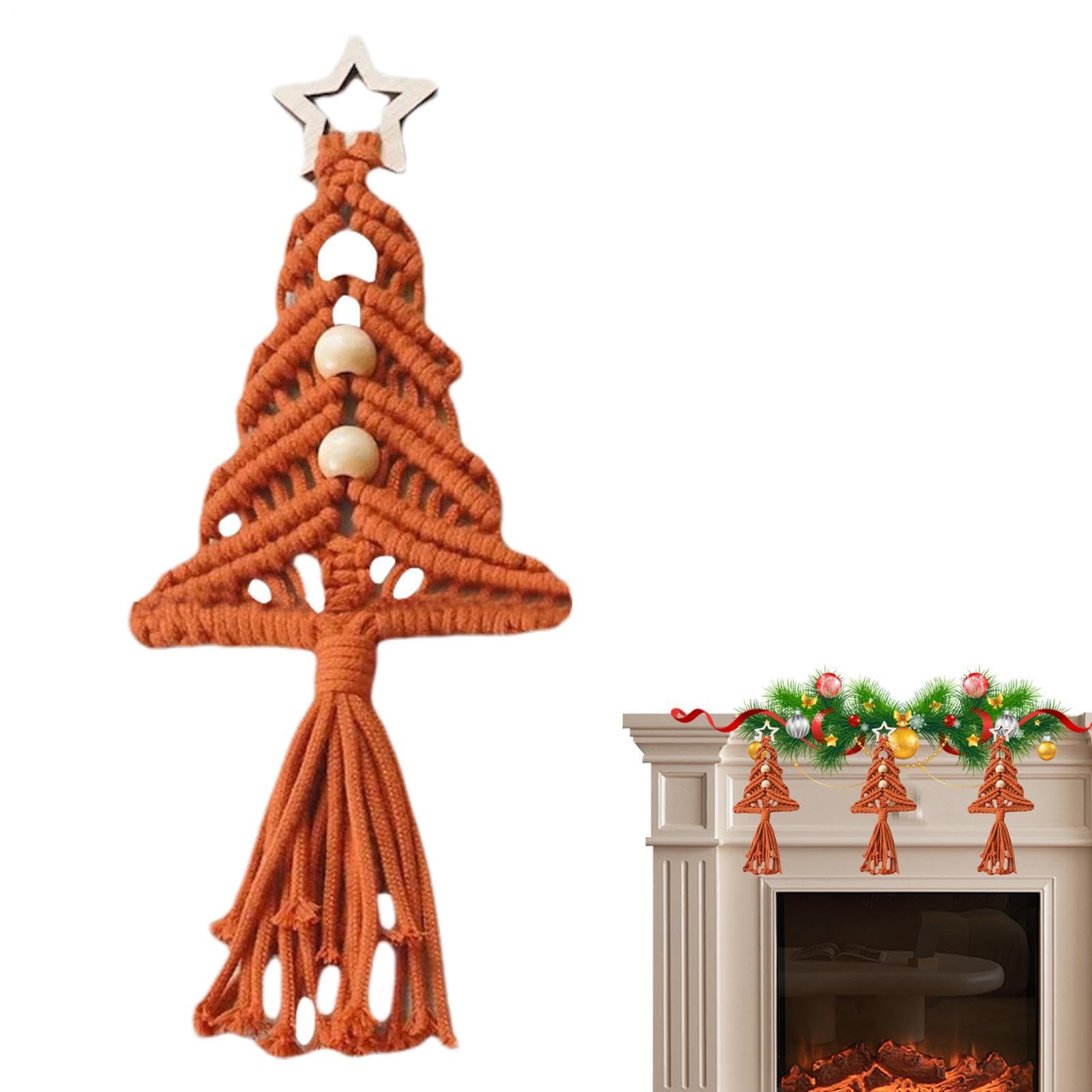 Tapiz boho de árbol de navidad: decoración navideña tejida de pared