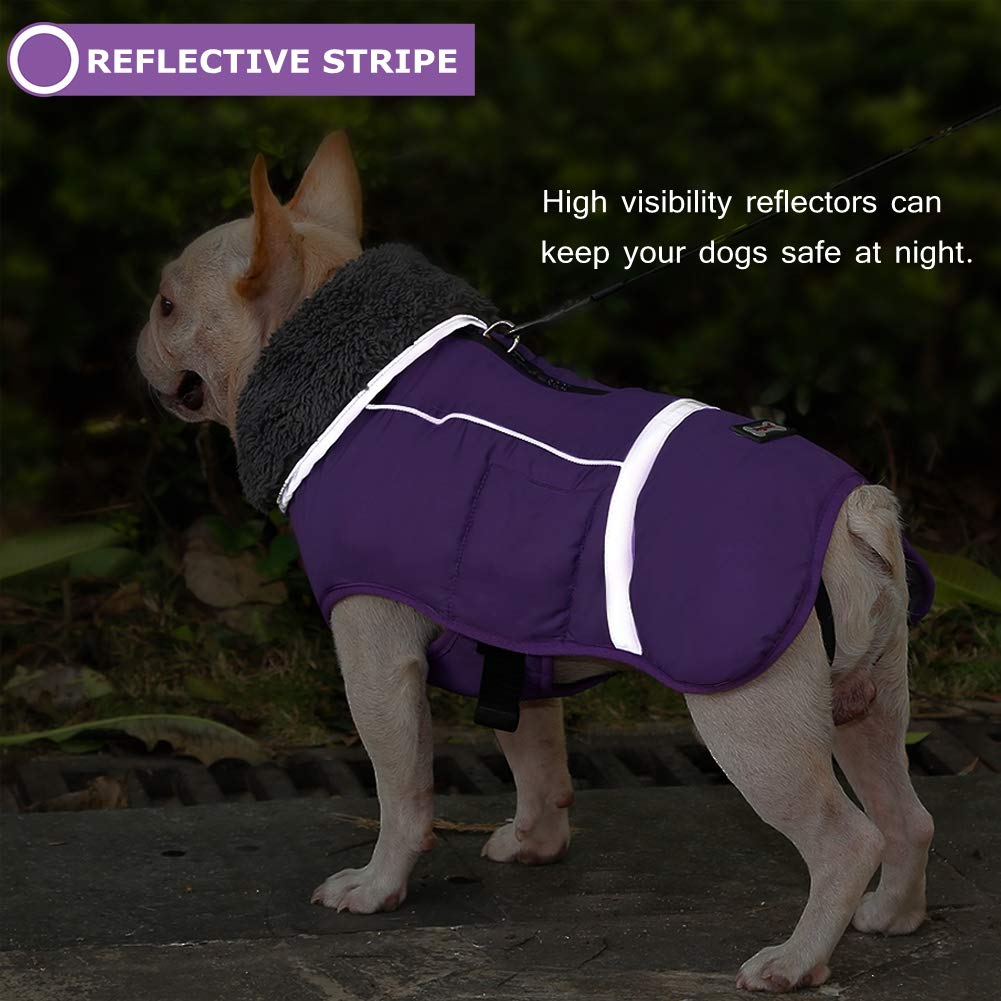 Qbleev Abrigo cálido para Perros, Reflectante, Impermeable, para Invierno, Ropa de Cuello Alto para climas fríos, para Nieve, Forro Polar Grueso, Chaleco navideño, Tallas Desde S a 3XL