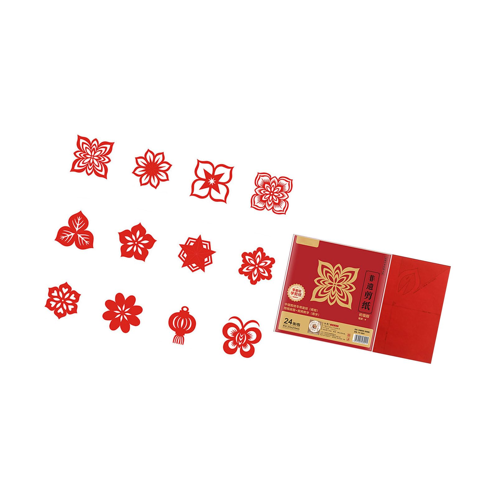24Pcs Paper Cuttings Set with Video Tutorial for Window Clings Chinese Spring Festival Decoration Holiday Party Paper Ornaments