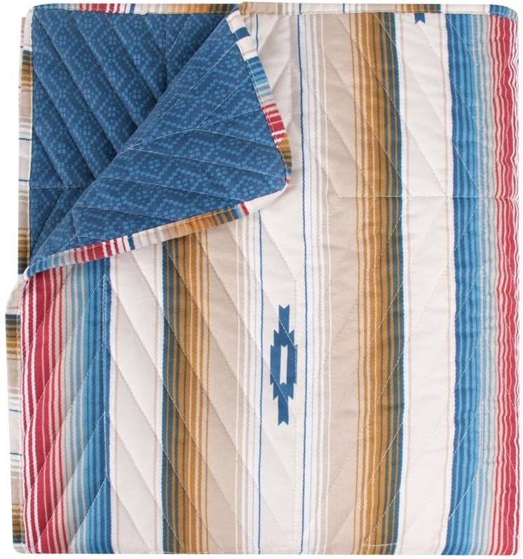 Greenland Home Barefoot Bungalow Painted Desert - Southwest Stye - Reversible - Quilted Throw Blanket, 50 x 60 inches, Sapphire