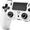 Suoxiom P4 için kablosuz kontrol cihazı, P4/Slim/Pro ile uyumlu, Bluetooth Gamepad Joystick, dokunmatik panelli, 6 eksenli Gyro sensör, 3,5 mm ses jakı, beyaz