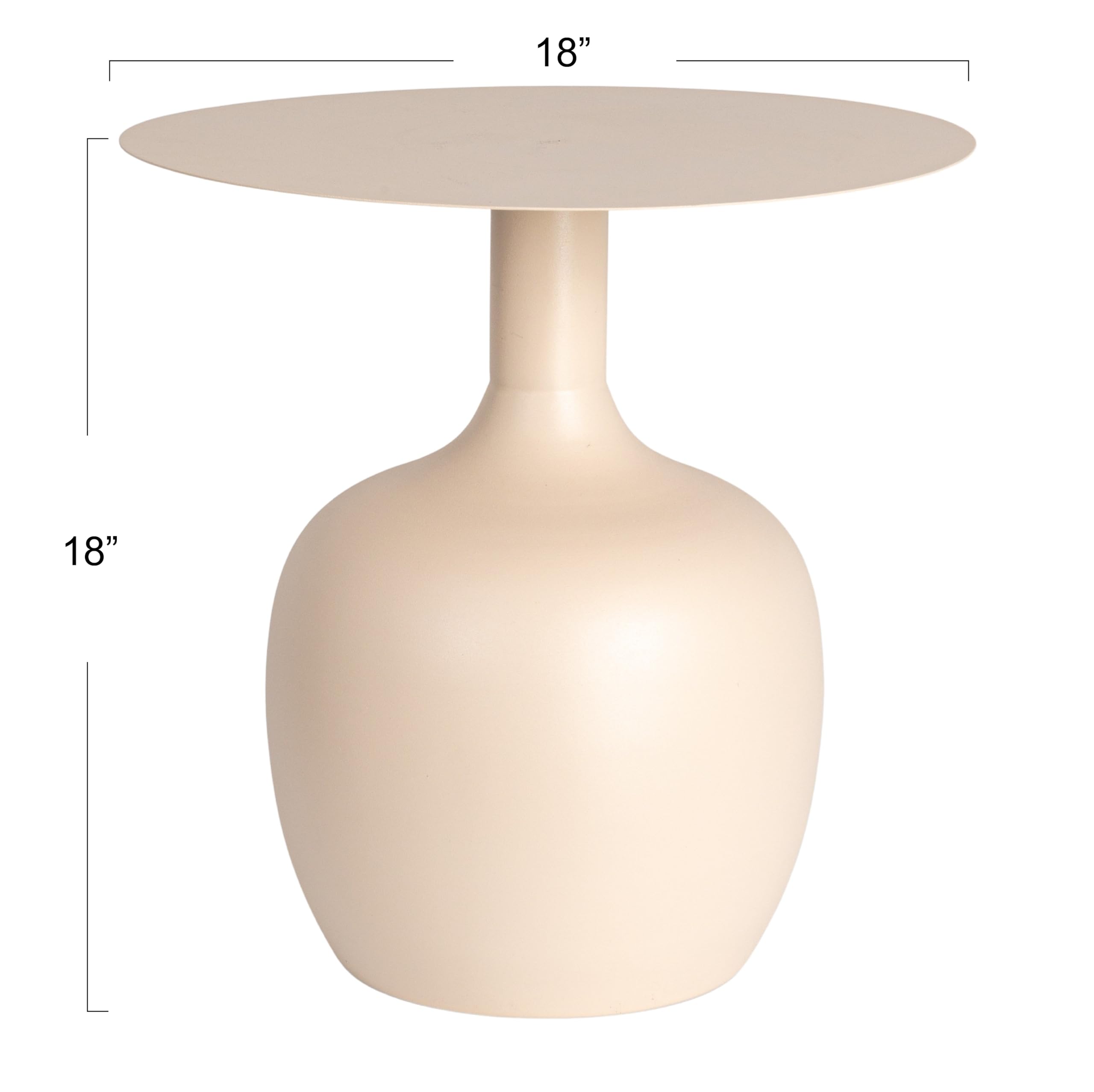 Creative Co-Op Chic Metal Round Side Table, Cream
