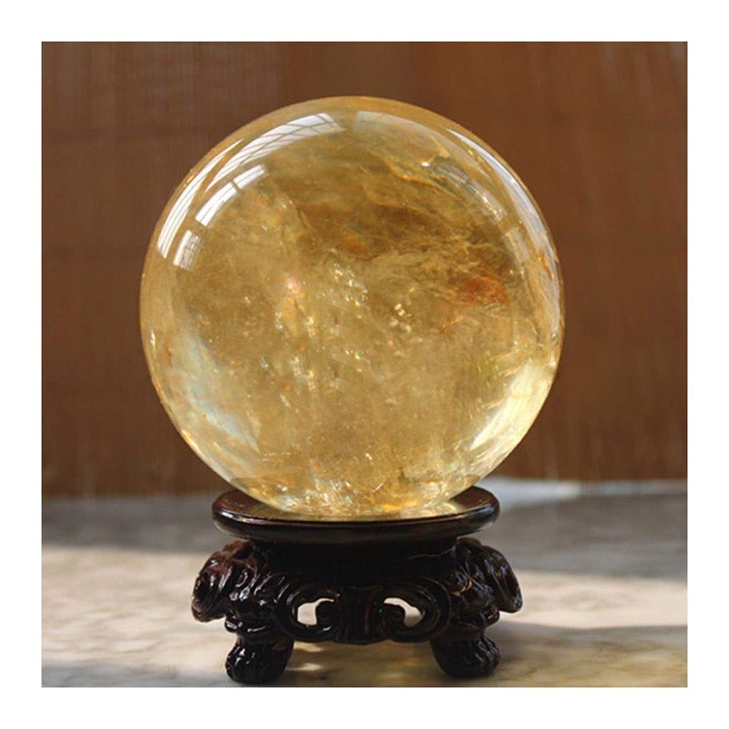 Boule de cristal jaune naturel de 7cm, le cadeau propice pour vos proches et collègues