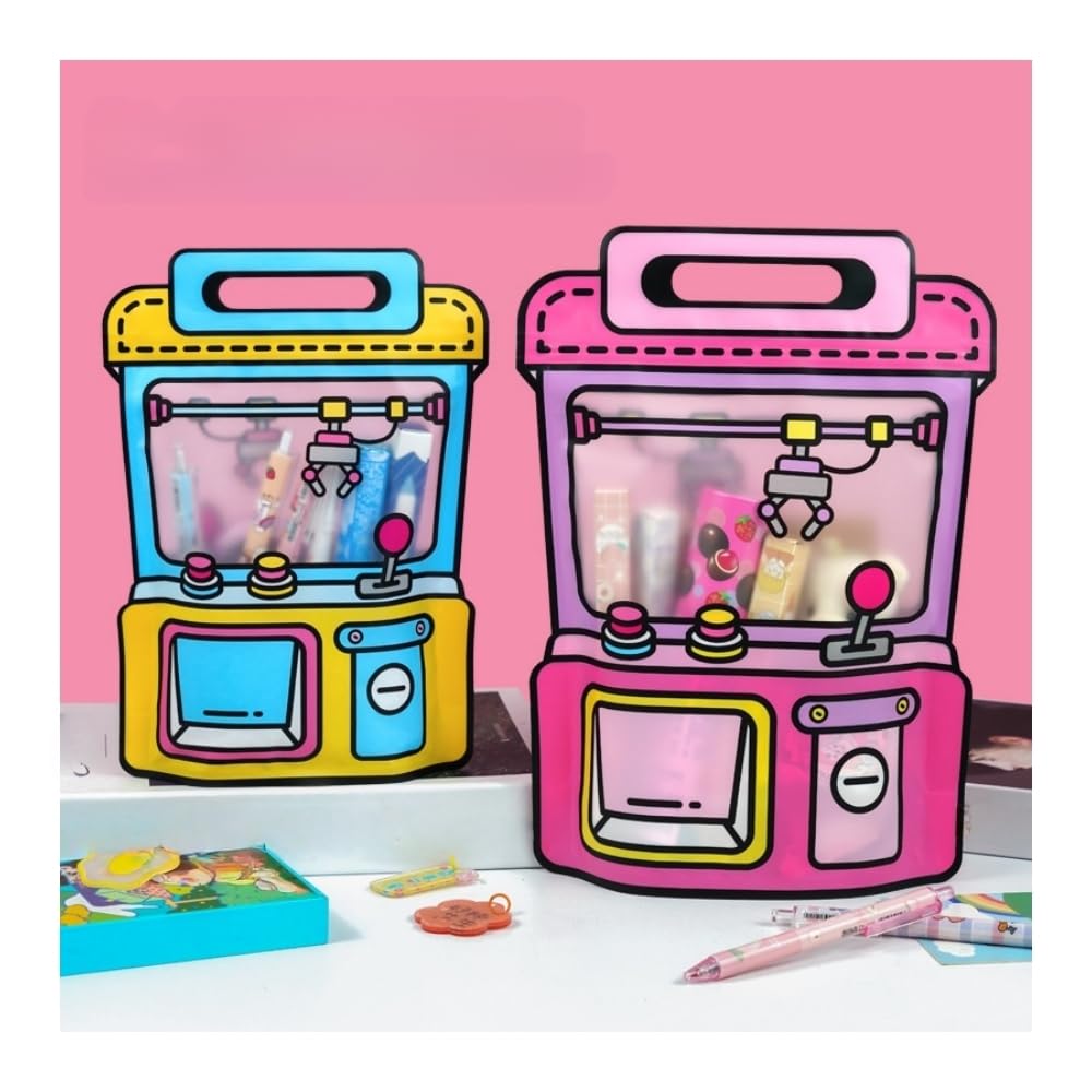 FASHION YO Cartoon Gift Bags with Handle Claw Machine Goodie Party Favor Bag Plastic Candy Cookie Snack Storage for Wedding Birthday Baby Shower Party Supplies Back (Machine(18*24.5+6CM) 10pcs)
