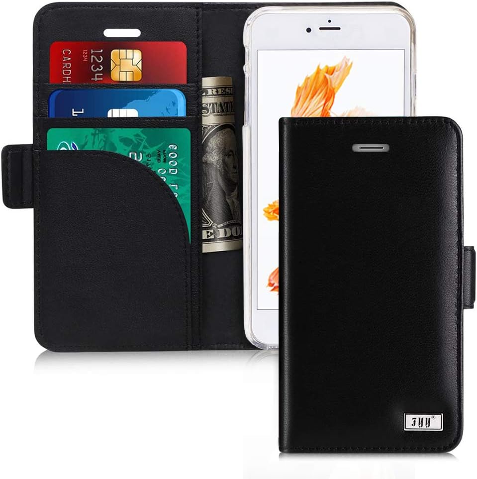 iPhone 7 Case, FYY [RFID Blocking wallet] Leather iPhone 7 Wallet Case with Credit Card Protector Black