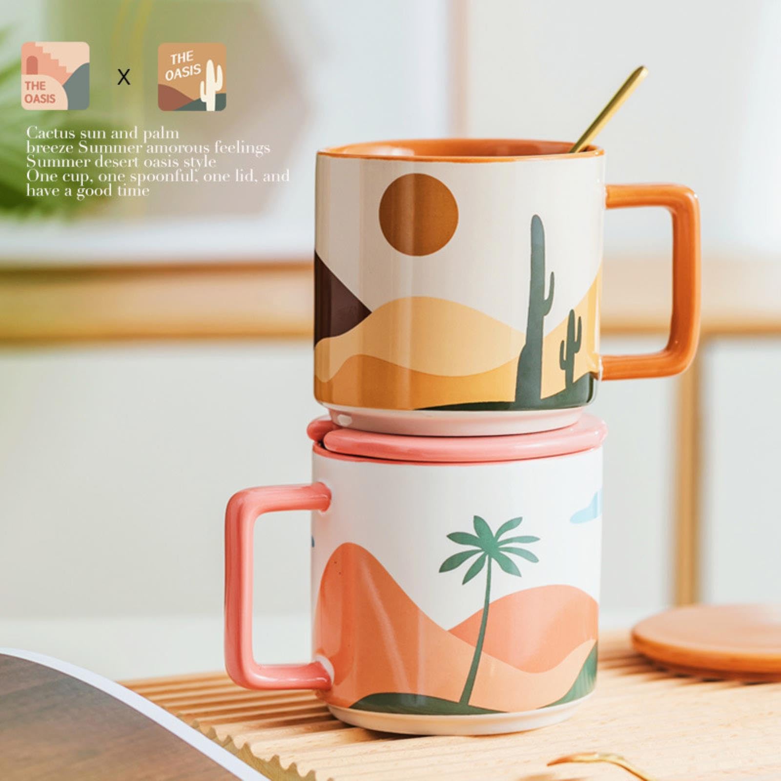 CAPIJIONG Tasse à thé en céramique 420 ml avec couvercle Noir mat + canettes (boîte cadeau