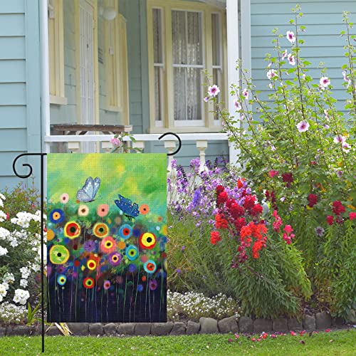 Heyfibro Summer Spring Garden Flag Watercolor Abstract Flower Butterfly House Yard Garden Decor Flags 12 X 18 Inch Double Sided Burlap Banner For Patio Lawn Indoor Outdoor #TOP5