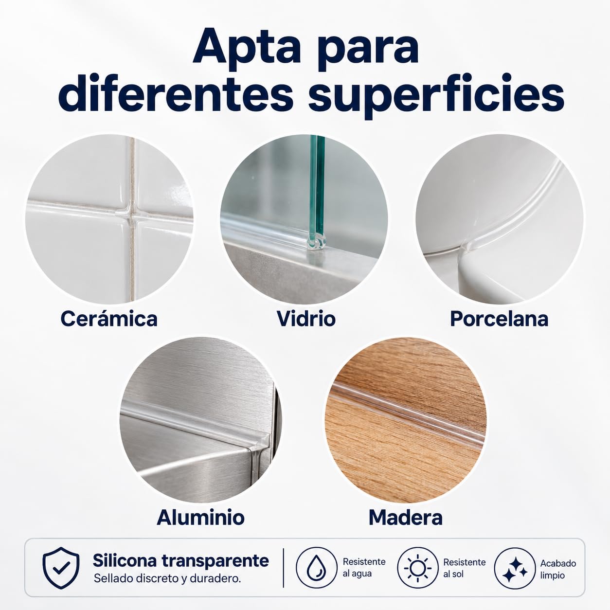 Silicona antimoho transparente 280 ml para baños y cocinas, pack de 12