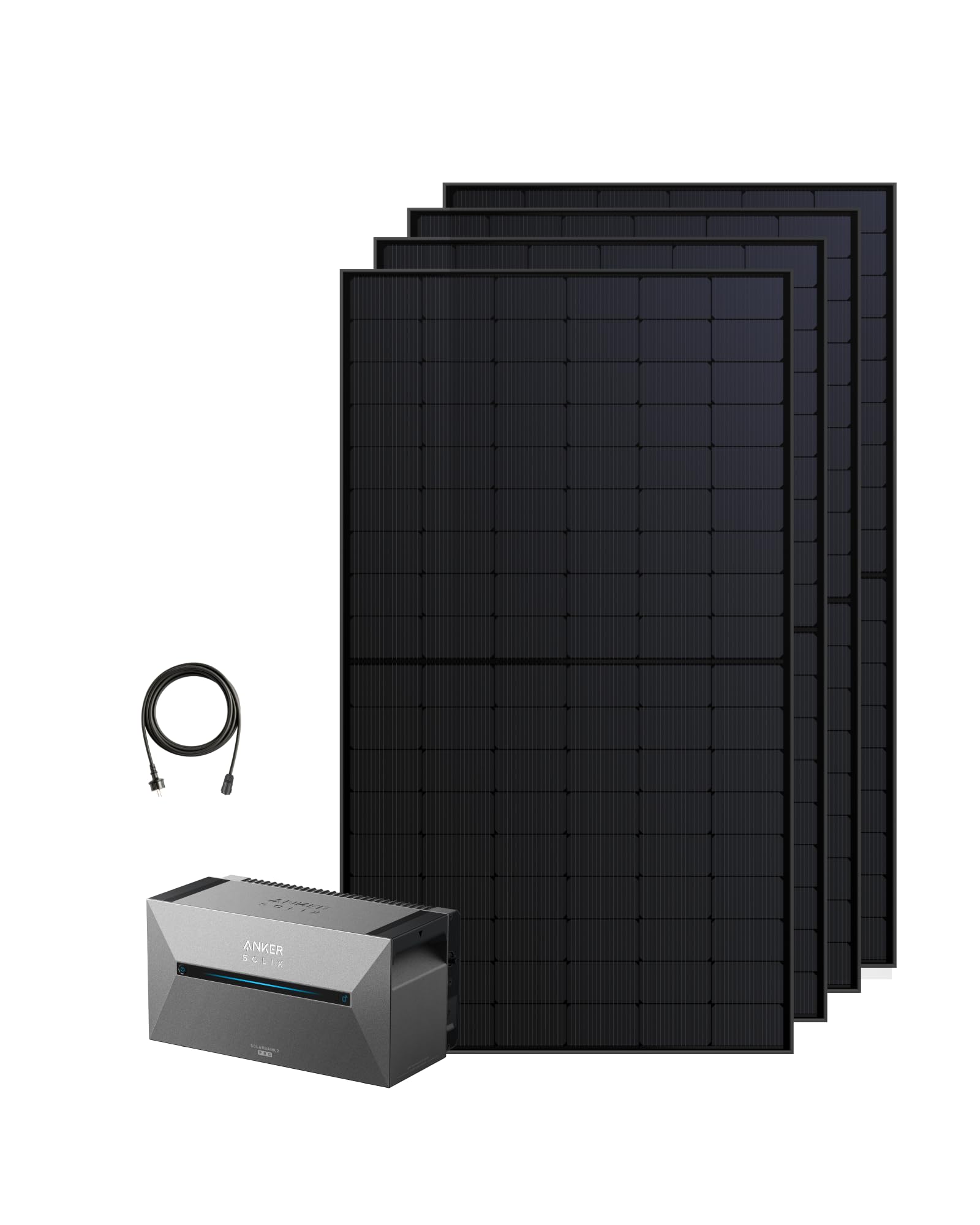 Anker SOLIX Balkonkraftwerk mit Speicher (2000W | 1600Wh), Solarbank 2 E1600 Pro (1600Wh), 4× RS50S Bifaziales Solarpanel (500W), Typ-N Bifaziales Solarpanel, 4 MPPT, 1000W AC, Plug & Play E