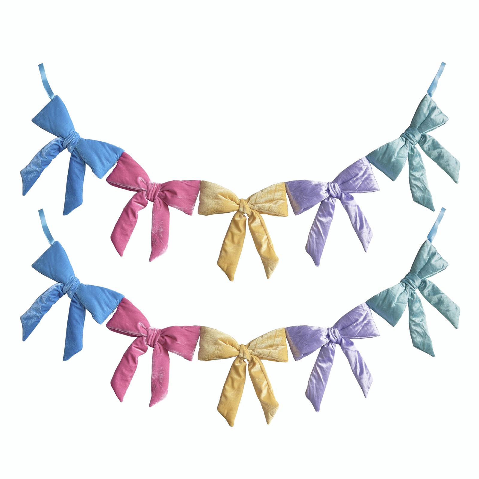 Tsophreniq 152cm Velvety Easter Bowknot Bunting Ready to Hanging for Festival Spring Season Home Fireplaces Staircase Decors Spring Party Decoration