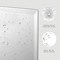 Vista 5 de Espejo rectangular sin marco de 22 x 30 pulgadas, espejo de baño biselado, espejo de pared sin marco con borde biselado de 1 pulgada para tocador