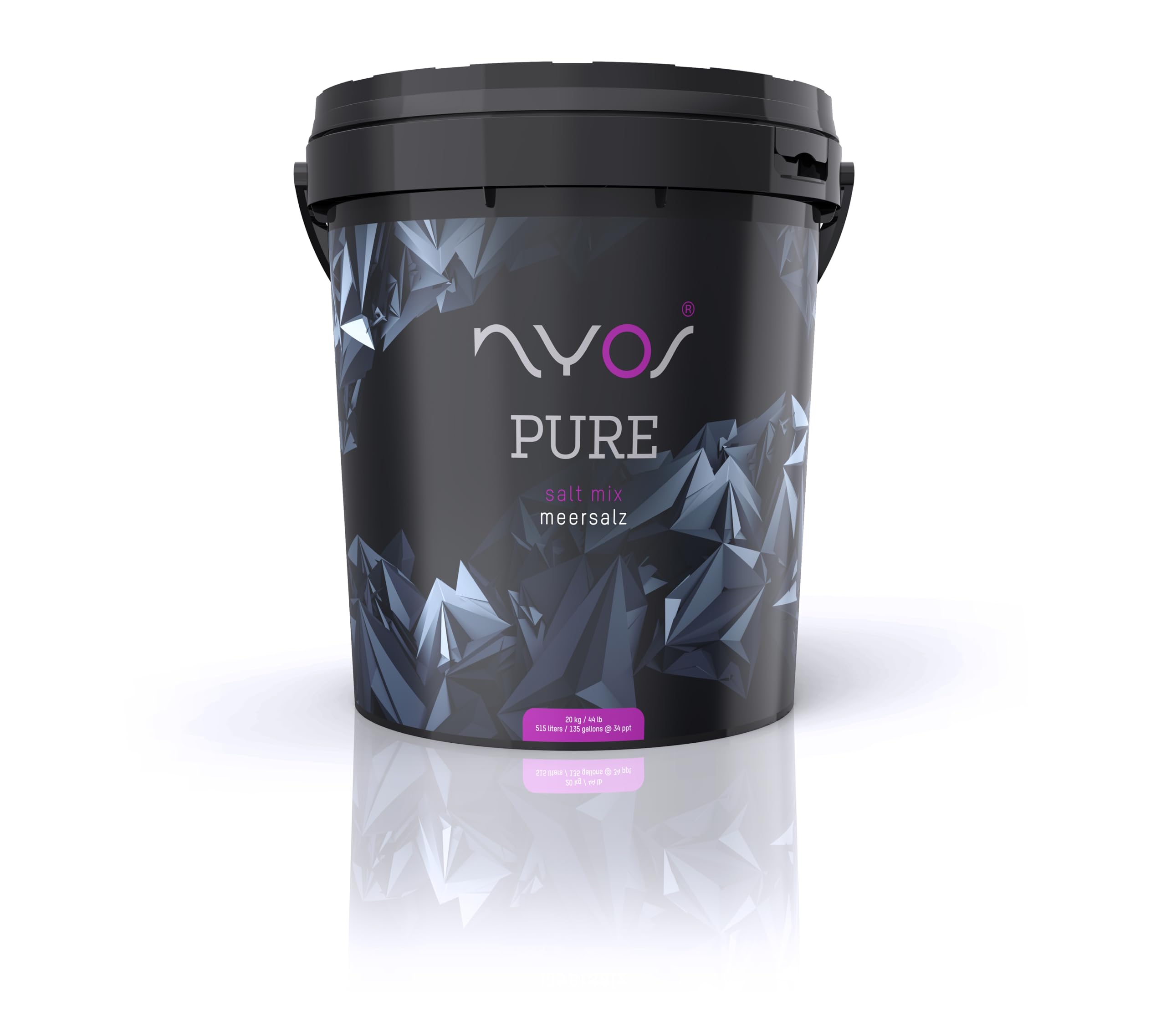 NYOS Pure Meersalz für Meerwasseraquarien - Fördert Korallenfarbe & Wachstum, Schnell löslich, ICP-geprüft, Natürliche Reinheit, 20kg Eimer