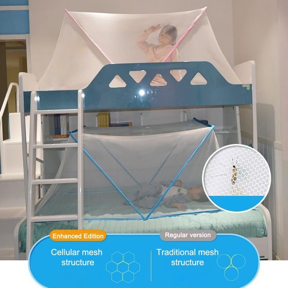 Zanzariera Da Letto Richiudibile Letto Singolo Anti Zanzare Insetti Campeggio mare Taglia S (Azzurro)