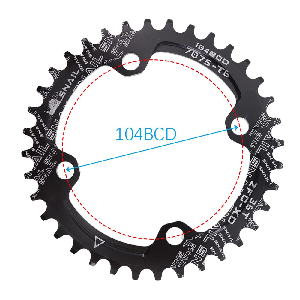 Monocorona MTB Rotondo 104BCD Corona Larga 32T 34T 36T 38 Denti Guarnitura Bicicletta 104 BCD Monoplate Bike Plate