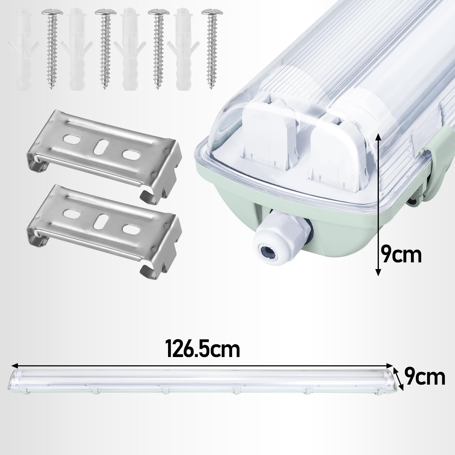 Reglette LED 120CM luz de bañera 18W antihumedad, blanco neutro 4500K, 1800lm lámpara fluorescente Impermeable IP65 luz de día iluminación de taller (4 piezas, 2x tubo T8)