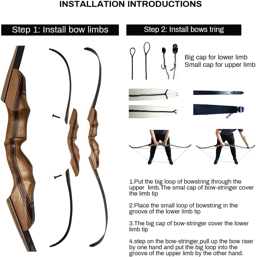 DEERACE Archery 58" 60" Hunting Recurve Bow, Bow and Arrow Set for Adults Youth Beginner Hunting Targeting Archery