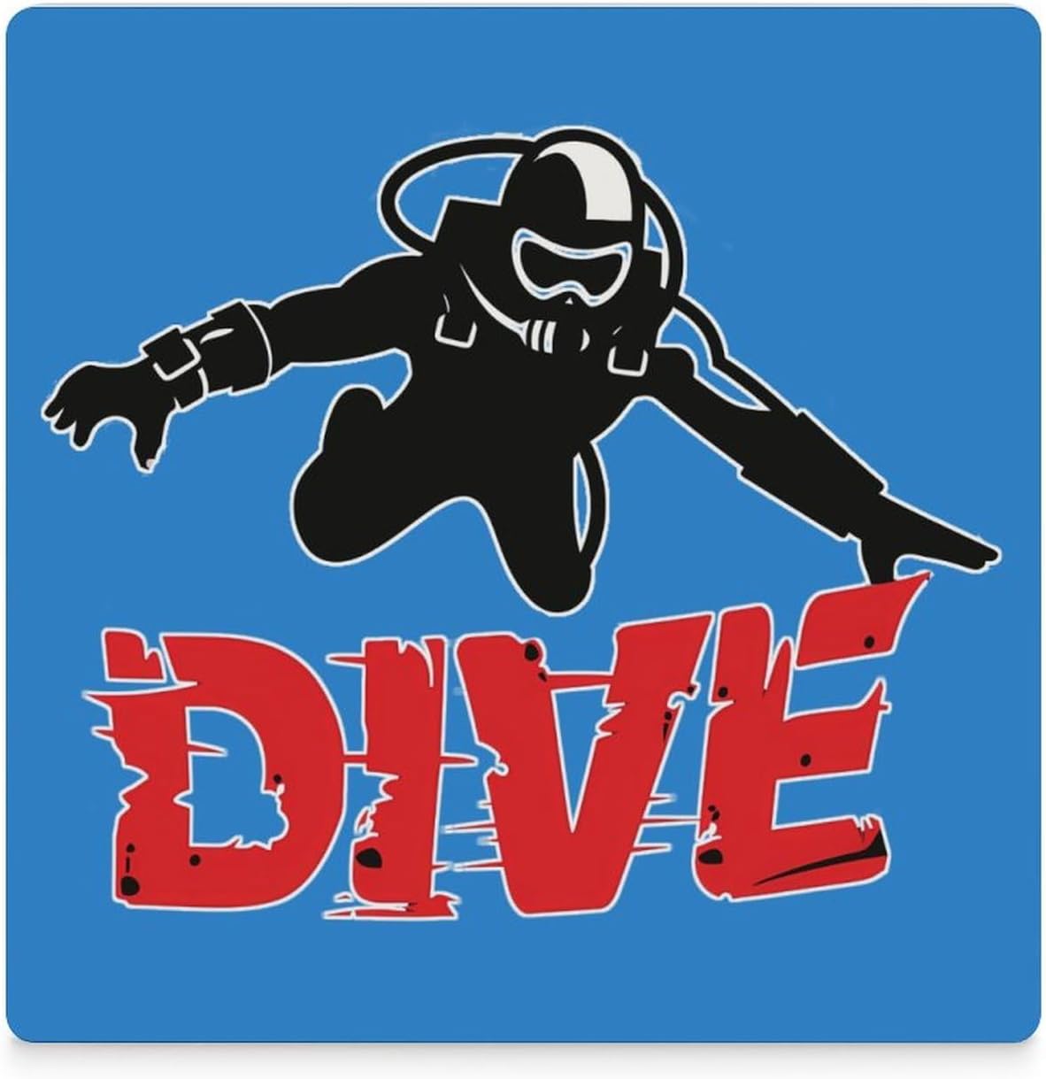 Scuba Dive Coaster for Drinks Square Ceramic Table Coasters Stone Mat Crafts 4PCS Home Kitchen Decor