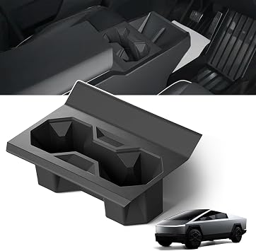 Tesla Cybertruck Cup Holder with Extended Edge - Durable Silicone Material, Anti-Slip, Easy to Clean, Protects Console from Scratches, Custom-Fit for 2024-2025 Models
