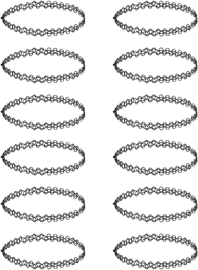 LICQIC 90s Choker Necklace Kit, Tattoo Choker Necklace, Elastic Stretchable Neon Chokers, Gothic Tattoo Choker Chain Jewelry for Women Girls