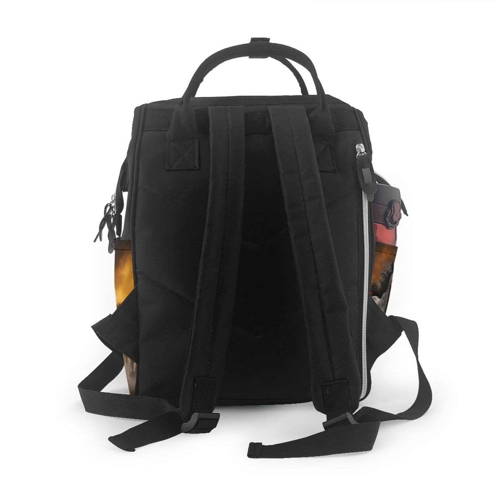 Sac à dos à langer multifonction avec matelas à langer et porte-tétine - Motif chevaux noirs