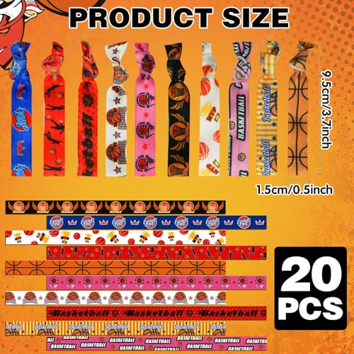 20Pcs Basketball Hair Ties Gifts Basketball Accessories Basketball Ribbon Basketball Stuff Girls Scrunchies Elastic Ponytail No Crease, Sport Hair Bands for Girls Women Party Team Members Coaches - Image 3