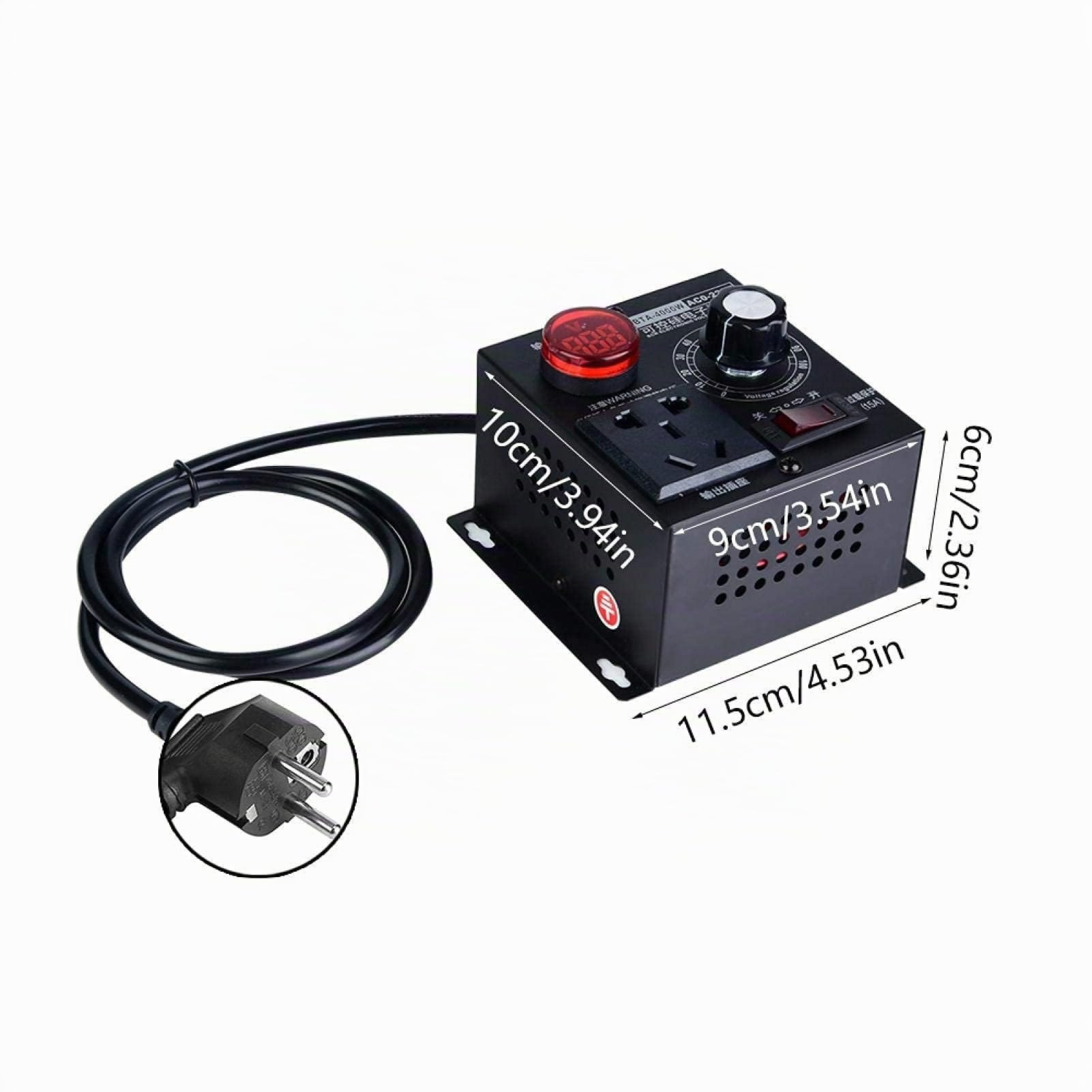 Variateur de Vitesse Pour Moteur 4000W, Régulateur de Tension SCR Haute Puissance ContrôLeur de Vitesse de Ventilateur de Moteur, ContrôLeur de Thermostat de Gradateur(220V EU Plug)