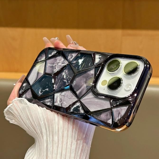 Image of COVERLY for iPhone 15 Pro Max 3D Diamond Glitter Sparkle Case,Full Protective Luxury Splash Bling Back Case Pastel Colorful Style Fashion Aesthetic Cover for Apple iPhone 15 Pro Max (Mist Black)