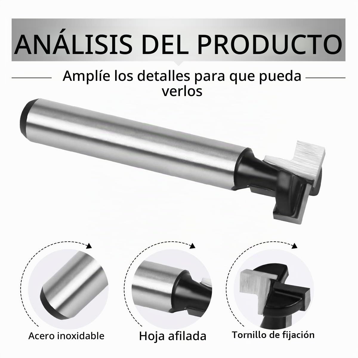 Flintronic 3 PCS Fresa Madera Broca Fresadora Ranura en T 8mm 3/8" 1/2" 5/16" Bit Carpintería Router Conjunto de fresado para Esquinas y Ranuras