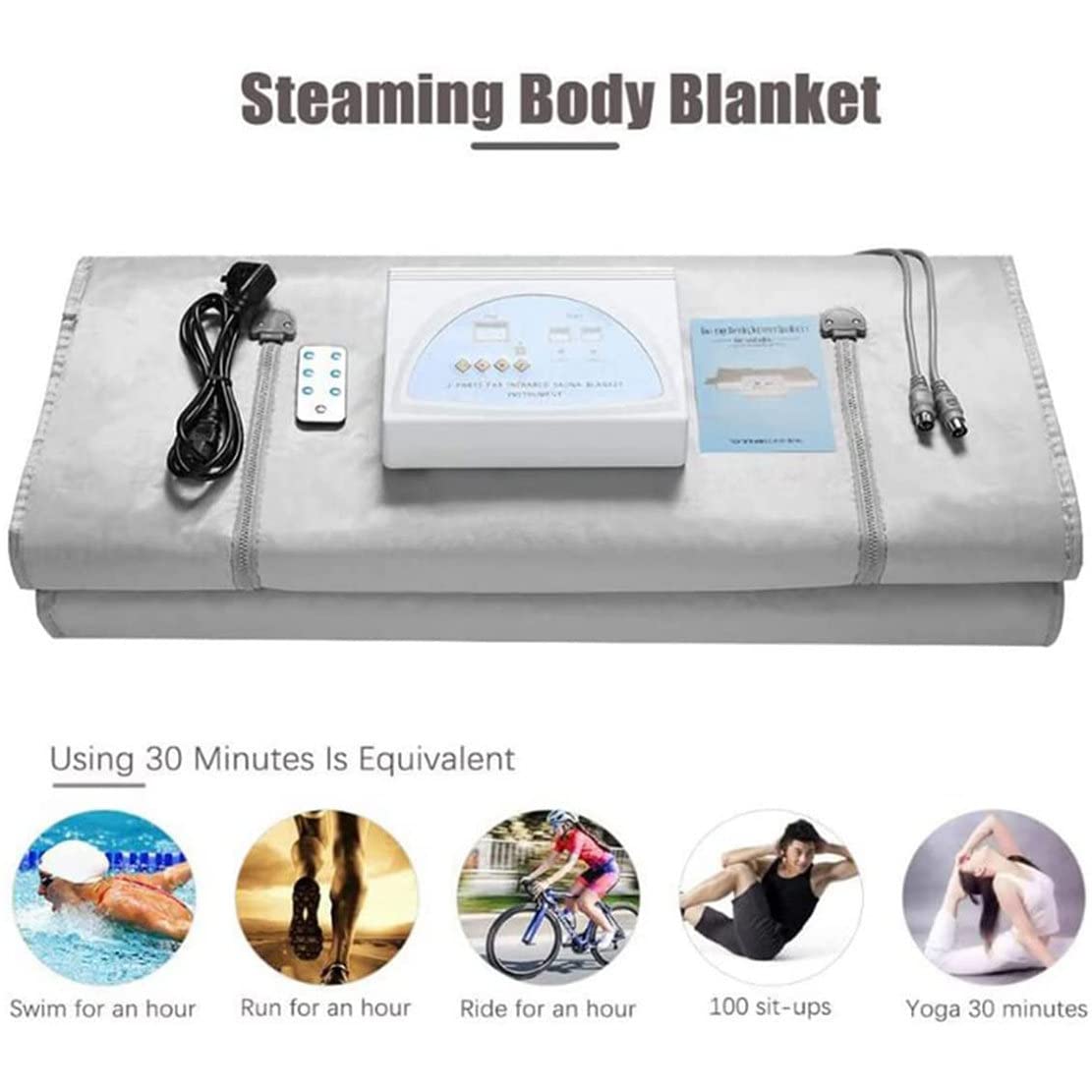 Manta de sauna infrarroja con control digital de 2 zonas, envoltura corporal de calor lejano para spa en casa, reduce la grasa y desintoxicación