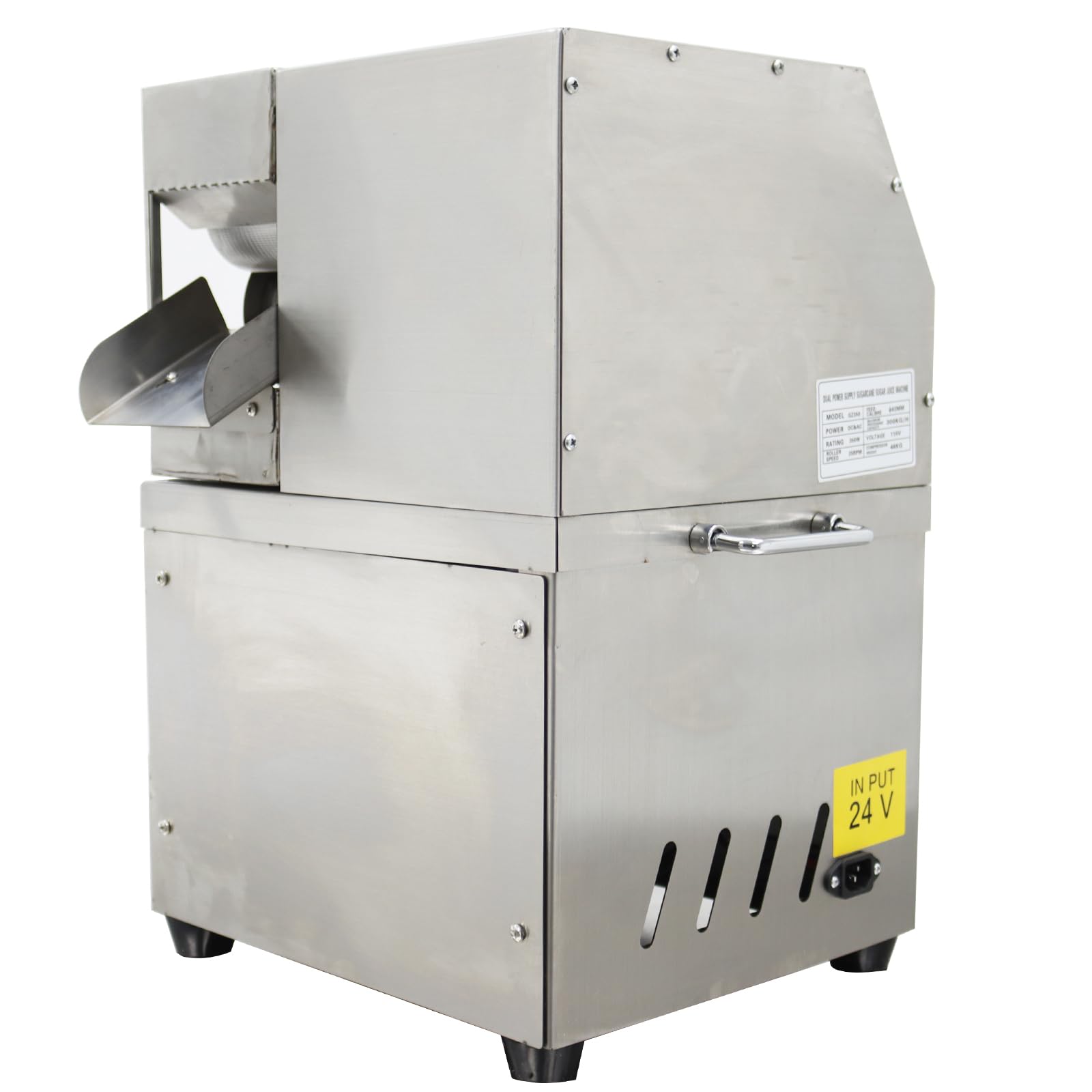 Exprimidor eléctrico vertical de jengibre de caña de azúcar de 110 V/24 V con 4 rodillos, alto rendimiento de jugo, capacidad de trituración de caña de azúcar de 330.7 lbs/H, exprimidor de 9