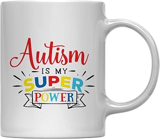 Andaz Press 11oz. Autism Awareness Coffee Mug Gift, Autism is My Super Power, 1-Pack, Autistic Child Parent Christmas Support Cup with Gift Box